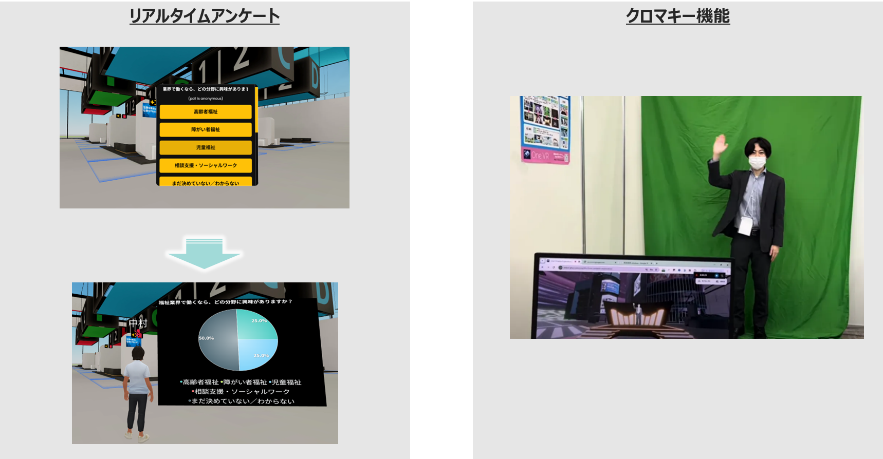 OneVRアクティビティ機能：リアルタイムアンケート・クロマキーのスクリーンショット