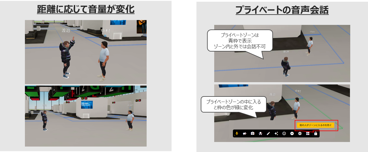 OneVR音声チャット機能：距離ベース会話・プライベートゾーン・メガホン機能のスクリーンショット