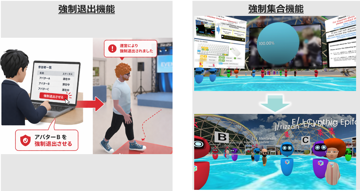OneVR運営向け機能②：強制退席・強制集合のスクリーンショット